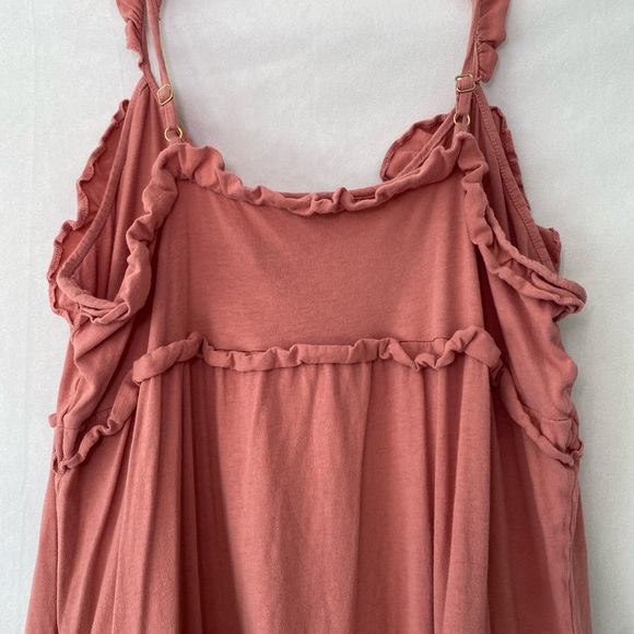 J. Crew Dusty PINK Tiered Jersey Cotton Midi Dress With Ruffle Spaghetti Strap - Picture 11 of 12